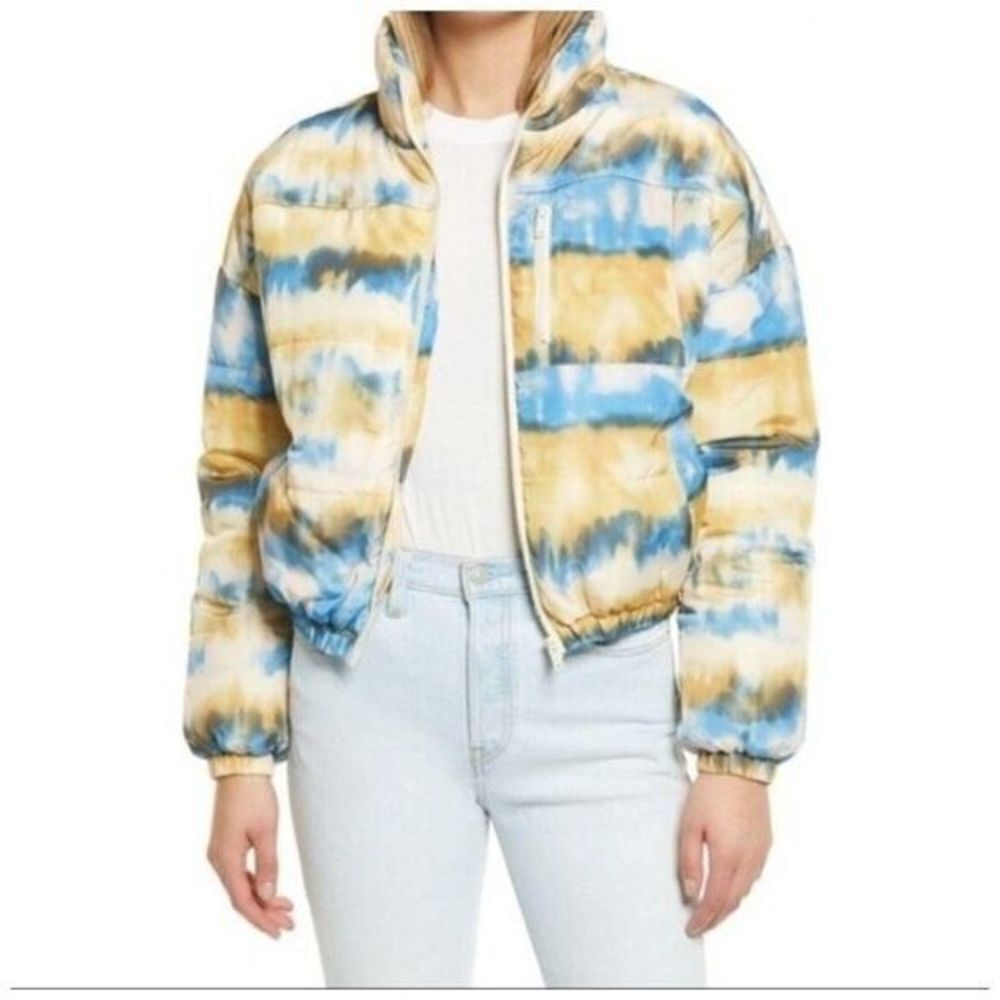 BP Yellow Horizon Print Puffer Jacket‎ Coat Blue Yellow XXS